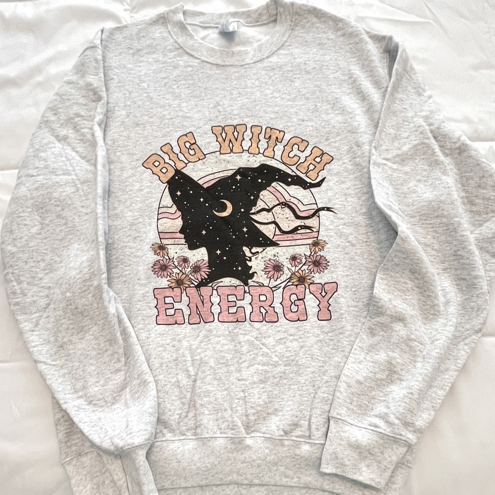 Gray 'Big Witch Energy' Sweatshirt. Size M. NWOT